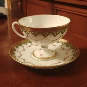 Vintage Made in Austria Porcelain Neoclassical Teacup and Saucer